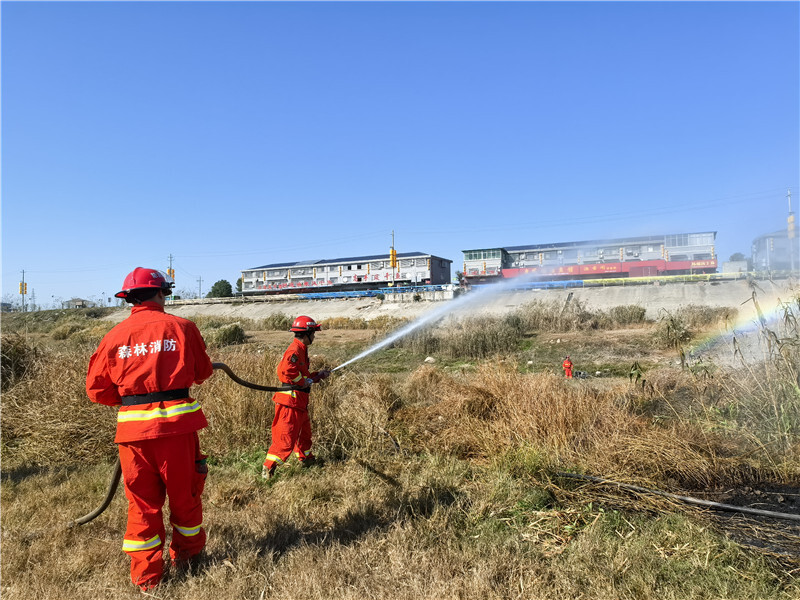 岳阳县开展东洞庭湖湿地芦苇防火实战演练