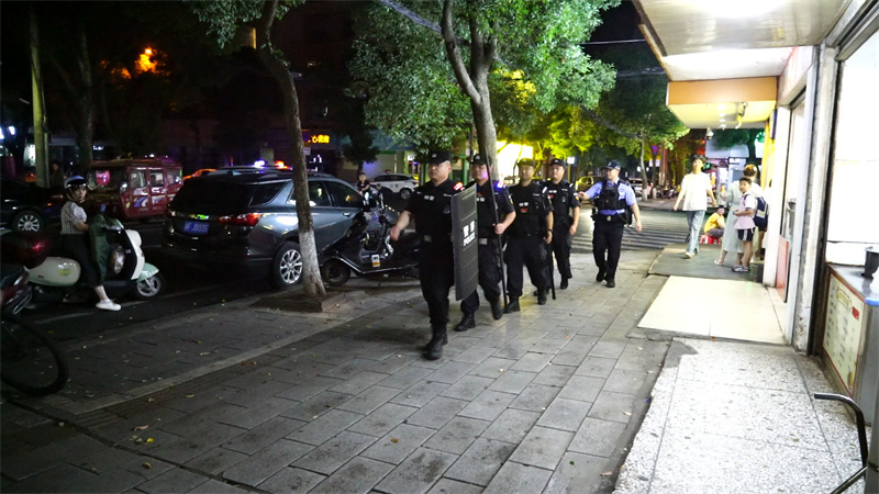 岳阳县多部门联合开展夜间治安清查行动